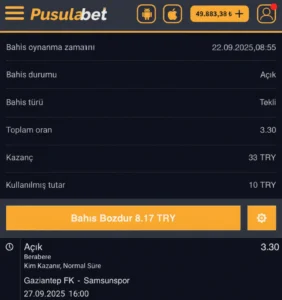 Gaziantep FK Samsunspor 2025 Maç Analizi ve Beraberlik Tahmini