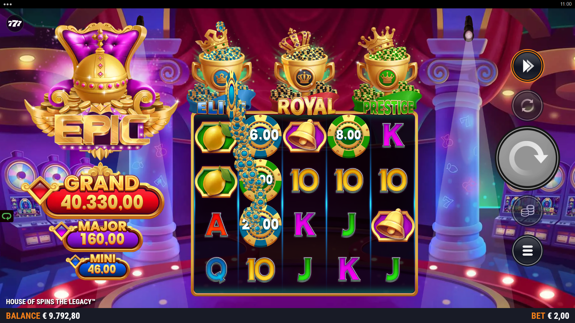 Each House Chip Landed is Collected into a Corresponding Bonus Cup, as well as the Epic Bonus Cup, with the Random Chance of Triggering a Bonus Game